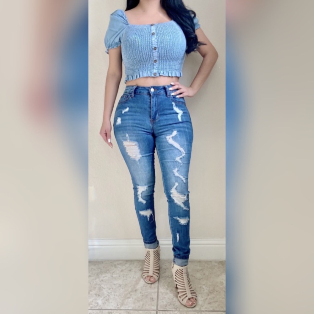 Skinny Curvy Fit Denim High Rise Jeans